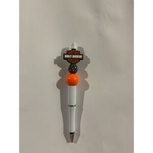 Harley-Davidson Bar & Shield Beaded Pen White Orange Black Motor Cycles Logo